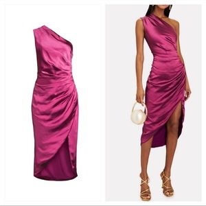 Cassini One Shoulder Dress in Deep Berry
